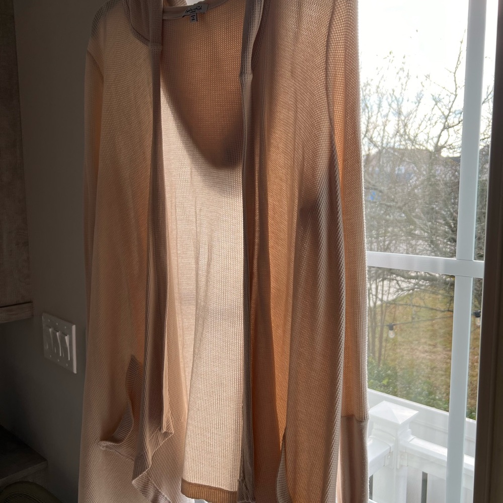 Beige Women's Thermal Hooded Cardigan
